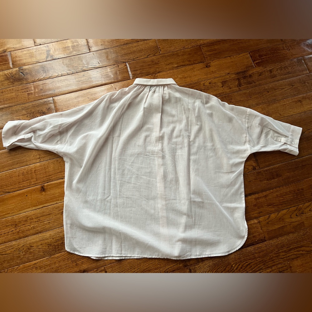 Weekend Max Mara Shirt Button Down Striped White and Light Pink Size 10 - Picture 14 of 15